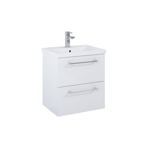 Elita Roma Plus Szett Kompakt fürdőszobaszekrény, 2 fiókkal, mosdóval (50 cm), Magasfényű fehér