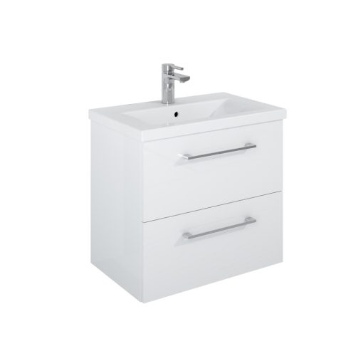 Elita Roma Plus Szett Kompakt fürdőszobaszekrény, 2 fiókkal, mosdóval (60 cm), Magasfényű fehér