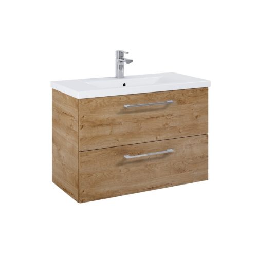 Elita Roma Plus Szett kompakt fürdőszobaszekrény, 2 fiókkal, mosdóval (80 cm), Canela oak színben