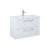 Elita Roma Plus Szett Kompakt fürdőszobaszekrény, 2 fiókkal, mosdóval (80 cm), Magasfényű fehér