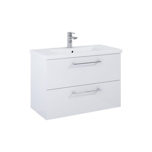 Elita Roma Plus Szett Kompakt fürdőszobaszekrény, 2 fiókkal, mosdóval (80 cm), Magasfényű fehér