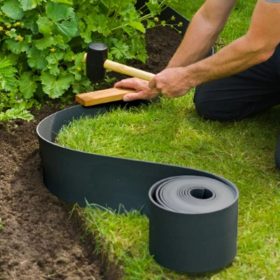   Ágyásszegély, újrahasznosított polietilénből, 15cmx10m fekete