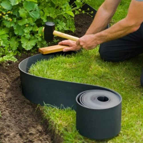 Ágyásszegély, újrahasznosított polietilénből, 15cmx10m fekete