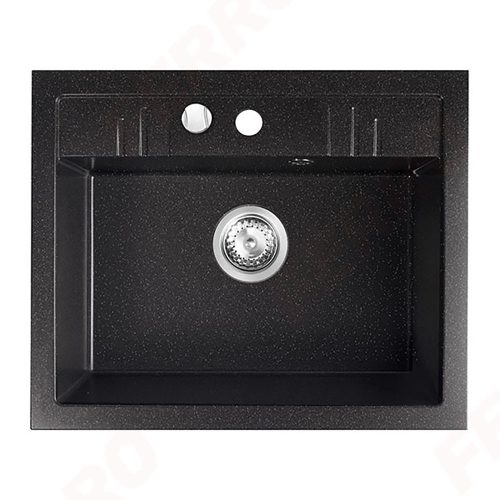 Ferro Mezzo II 1 medencés gránit mosogató 58x48 cm, fényes grafit